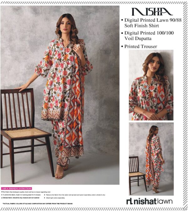 NISHA BY NISHAT 3pc Summer Eid Collection ( 9 Colors Collection) - Image 3